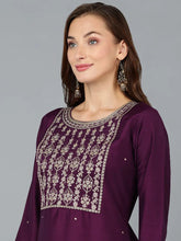 Women Silk Blend Embroidered Kurta-VCK9045A